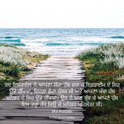 Picture 03 - ਪੈਦਾਇਸ਼ 48:14 PANIRV - ਤਦ ਇਸਰਾਏਲ ਨੇ ਆਪਣਾ - Bible Verse Picture