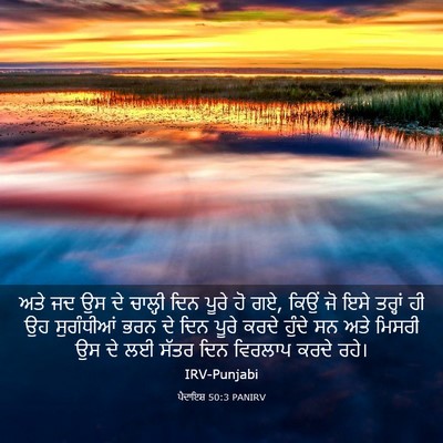Picture 03 - ਪੈਦਾਇਸ਼ 50:3 PANIRV - ਅਤੇ ਜਦ ਉਸ ਦੇ ਚਾਲ੍ਹੀ - Bible Verse Picture