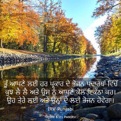 Picture 03 - ਪੈਦਾਇਸ਼ 6:21 PANIRV - ਤੂੰ ਆਪਣੇ ਲਈ ਹਰ - Bible Verse Picture