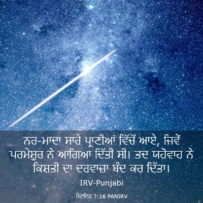 Picture 03 - ਪੈਦਾਇਸ਼ 7:16 PANIRV - ਨਰ-ਮਾਦਾ ਸਾਰੇ - Bible Verse Picture
