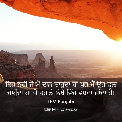 Picture 03 - ਫਿਲਿੱਪੀਆਂ 4:17 PANIRV - ਇਹ ਨਹੀਂ ਜੋ ਮੈਂ ਦਾਨ - Bible Verse Picture
