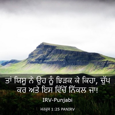 Picture 03 - ਮਰਕੁਸ 1:25 PANIRV - ਤਾਂ ਯਿਸੂ ਨੇ ਉਹ ਨੂੰ - Bible Verse Picture