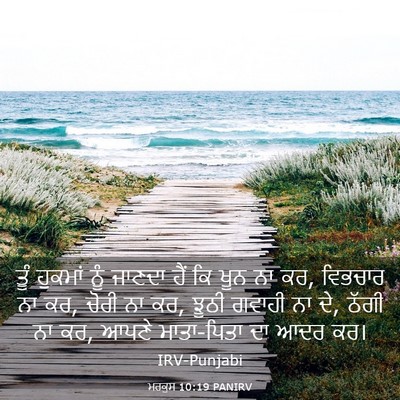 Picture 03 - ਮਰਕੁਸ 10:19 PANIRV - ਤੂੰ ਹੁਕਮਾਂ ਨੂੰ - Bible Verse Picture