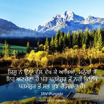 Picture 03 - ਮਰਕੁਸ 10:27 PANIRV - ਯਿਸੂ ਨੇ ਉਨ੍ਹਾਂ ਵੱਲ - Bible Verse Picture
