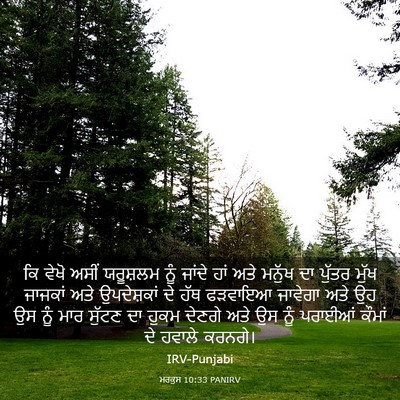 Picture 03 - ਮਰਕੁਸ 10:33 PANIRV - ਕਿ ਵੇਖੋ ਅਸੀਂ - Bible Verse Picture