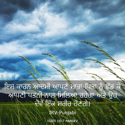 Picture 03 - ਮਰਕੁਸ 10:7 PANIRV - ਇਸ ਕਾਰਨ ਆਦਮੀ ਆਪਣੇ - Bible Verse Picture