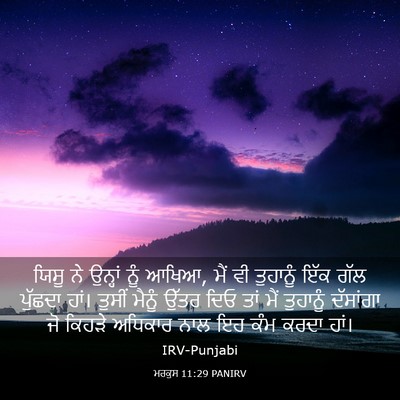 Picture 03 - ਮਰਕੁਸ 11:29 PANIRV - ਯਿਸੂ ਨੇ ਉਨ੍ਹਾਂ ਨੂੰ - Bible Verse Picture