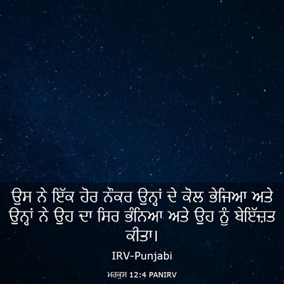 Picture 03 - ਮਰਕੁਸ 12:4 PANIRV - ਉਸ ਨੇ ਇੱਕ ਹੋਰ ਨੌਕਰ - Bible Verse Picture
