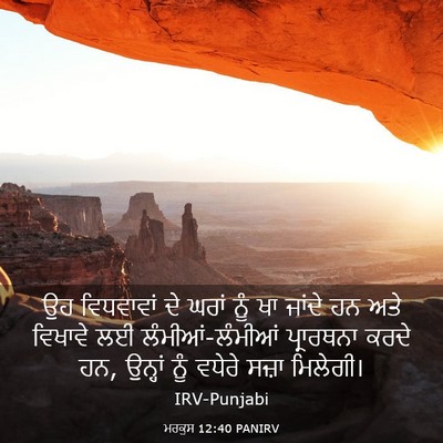 Picture 03 - ਮਰਕੁਸ 12:40 PANIRV - ਉਹ ਵਿਧਵਾਵਾਂ ਦੇ - Bible Verse Picture