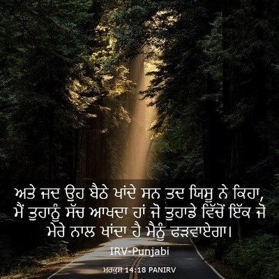 Picture 03 - ਮਰਕੁਸ 14:18 PANIRV - ਅਤੇ ਜਦ ਉਹ ਬੈਠੇ - Bible Verse Picture
