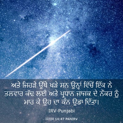 Picture 03 - ਮਰਕੁਸ 14:47 PANIRV - ਅਤੇ ਜਿਹੜੇ ਉੱਥੇ ਖੜੇ - Bible Verse Picture