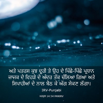 Picture 03 - ਮਰਕੁਸ 14:54 PANIRV - ਅਤੇ ਪਤਰਸ ਕੁਝ ਦੂਰੀ - Bible Verse Picture