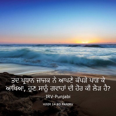 Picture 03 - ਮਰਕੁਸ 14:63 PANIRV - ਤਦ ਪ੍ਰਧਾਨ ਜਾਜਕ ਨੇ - Bible Verse Picture