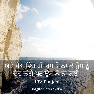 Picture 03 - ਮਰਕੁਸ 15:23 PANIRV - ਅਤੇ ਮੈਅ ਵਿੱਚ ਗੰਧਰਸ - Bible Verse Picture