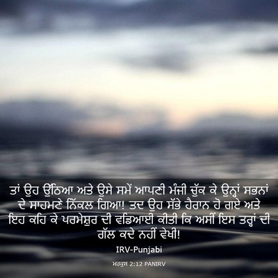 Picture 03 - ਮਰਕੁਸ 2:12 PANIRV - ਤਾਂ ਉਹ ਉੱਠਿਆ ਅਤੇ - Bible Verse Picture