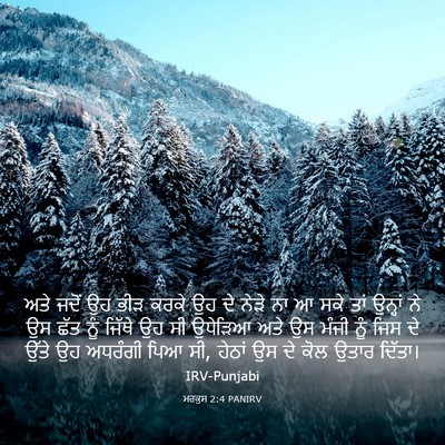 Picture 03 - ਮਰਕੁਸ 2:4 PANIRV - ਅਤੇ ਜਦੋਂ ਉਹ ਭੀੜ - Bible Verse Picture