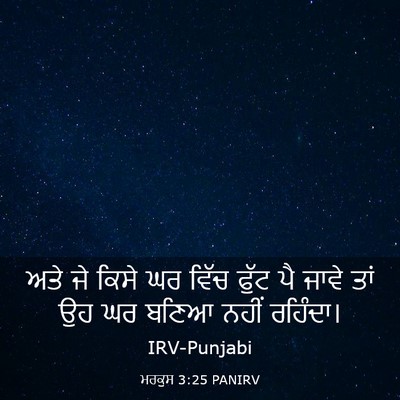 Picture 03 - ਮਰਕੁਸ 3:25 PANIRV - ਅਤੇ ਜੇ ਕਿਸੇ ਘਰ ਵਿੱਚ - Bible Verse Picture
