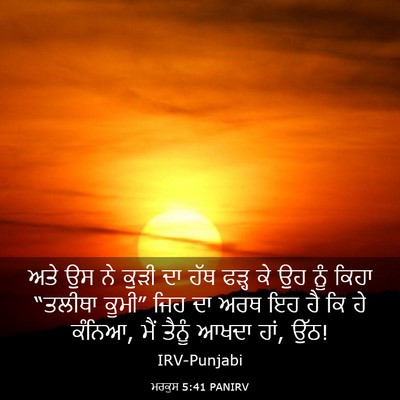 Picture 03 - ਮਰਕੁਸ 5:41 PANIRV - ਅਤੇ ਉਸ ਨੇ ਕੁੜੀ ਦਾ - Bible Verse Picture