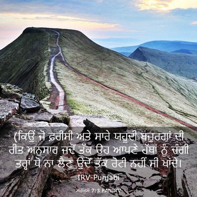 Picture 03 - ਮਰਕੁਸ 7:3 PANIRV - (ਕਿਉਂ ਜੋ ਫ਼ਰੀਸੀ ਅਤੇ - Bible Verse Picture