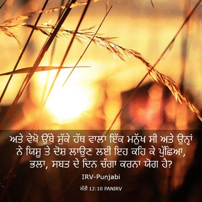 Picture 03 - ਮੱਤੀ 12:10 PANIRV - ਅਤੇ ਵੇਖੋ ਉੱਥੇ - Bible Verse Picture