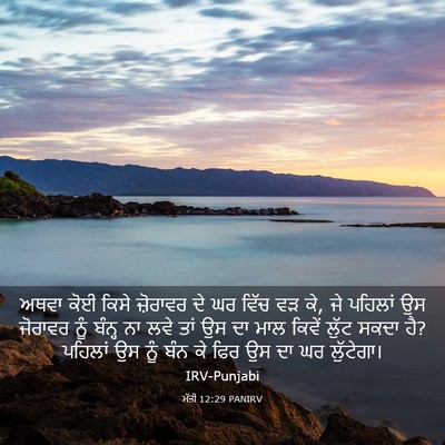 Picture 03 - ਮੱਤੀ 12:29 PANIRV - ਅਥਵਾ ਕੋਈ ਕਿਸੇ - Bible Verse Picture