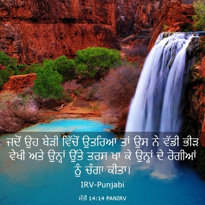 Picture 03 - ਮੱਤੀ 14:14 PANIRV - ਜਦੋਂ ਉਹ ਬੇੜੀ - Bible Verse Picture