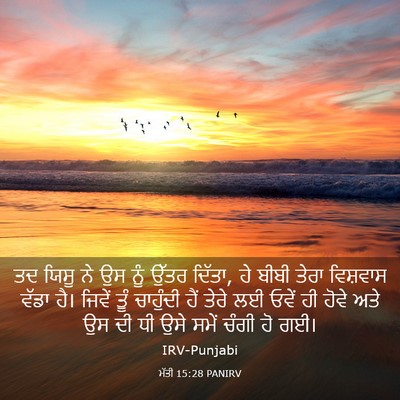 Picture 03 - ਮੱਤੀ 15:28 PANIRV - ਤਦ ਯਿਸੂ ਨੇ ਉਸ ਨੂੰ - Bible Verse Picture