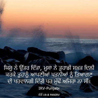 Picture 03 - ਮੱਤੀ 19:8 PANIRV - ਯਿਸੂ ਨੇ ਉੱਤਰ ਦਿੱਤਾ, - Bible Verse Picture