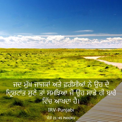 Picture 03 - ਮੱਤੀ 21:45 PANIRV - ਜਦ ਮੁੱਖ ਜਾਜਕਾਂ ਅਤੇ - Bible Verse Picture