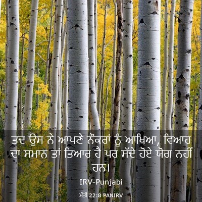 Picture 03 - ਮੱਤੀ 22:8 PANIRV - ਤਦ ਉਸ ਨੇ ਆਪਣੇ - Bible Verse Picture