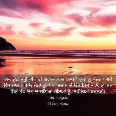 Picture 03 - ਮੱਤੀ 24:31 PANIRV - ਅਤੇ ਉਹ ਤੁਰ੍ਹੀ ਦੀ - Bible Verse Picture