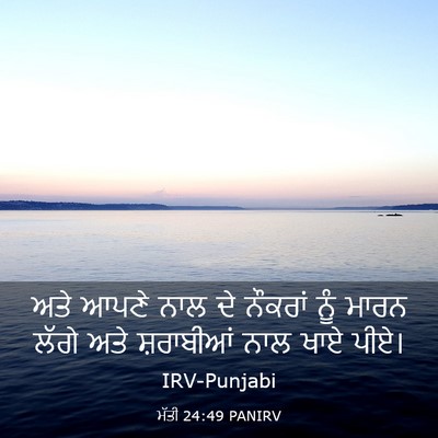 Picture 03 - ਮੱਤੀ 24:49 PANIRV - ਅਤੇ ਆਪਣੇ ਨਾਲ ਦੇ - Bible Verse Picture