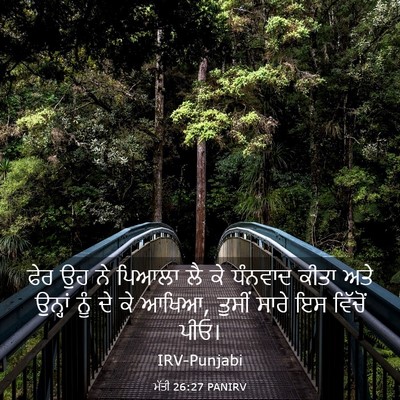 Picture 03 - ਮੱਤੀ 26:27 PANIRV - ਫੇਰ ਉਹ ਨੇ ਪਿਆਲਾ ਲੈ - Bible Verse Picture