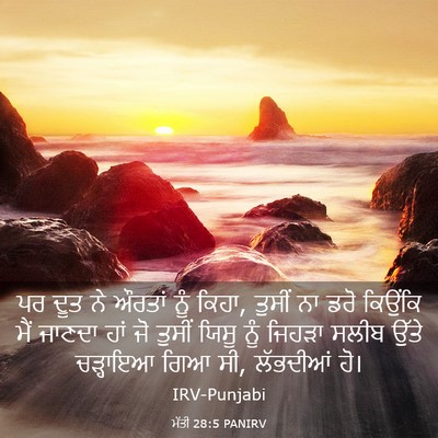Picture 03 - ਮੱਤੀ 28:5 PANIRV - ਪਰ ਦੂਤ ਨੇ ਔਰਤਾਂ ਨੂੰ - Bible Verse Picture