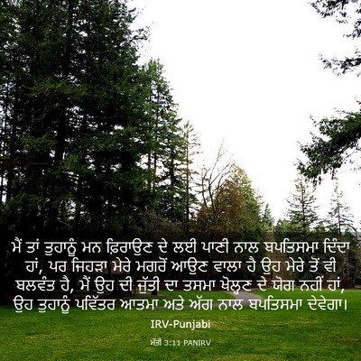 Picture 03 - ਮੱਤੀ 3:11 PANIRV - ਮੈਂ ਤਾਂ ਤੁਹਾਨੂੰ ਮਨ - Bible Verse Picture