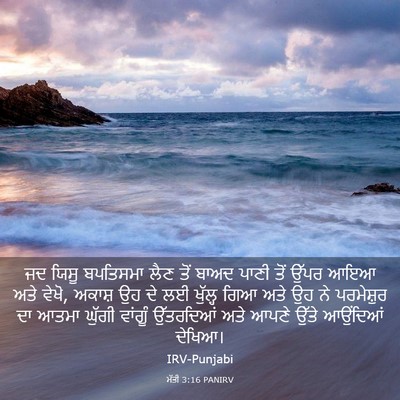 Picture 03 - ਮੱਤੀ 3:16 PANIRV - ਜਦ ਯਿਸੂ ਬਪਤਿਸਮਾ - Bible Verse Picture