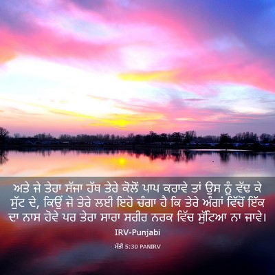 Picture 03 - ਮੱਤੀ 5:30 PANIRV - ਅਤੇ ਜੇ ਤੇਰਾ ਸੱਜਾ - Bible Verse Picture