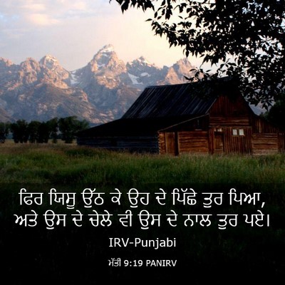Picture 03 - ਮੱਤੀ 9:19 PANIRV - ਫਿਰ ਯਿਸੂ ਉੱਠ ਕੇ ਉਹ - Bible Verse Picture