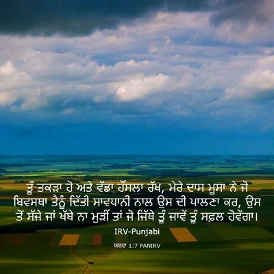 Picture 03 - ਯਸ਼ਵਾ 1:7 PANIRV - ਤੂੰ ਤਕੜਾ ਹੋ ਅਤੇ - Bible Verse Picture