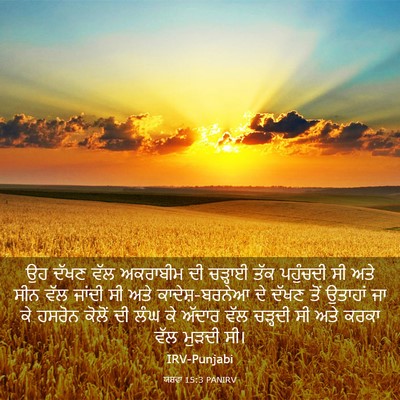 Picture 03 - ਯਸ਼ਵਾ 15:3 PANIRV - ਉਹ ਦੱਖਣ ਵੱਲ - Bible Verse Picture