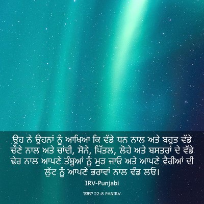 Picture 03 - ਯਸ਼ਵਾ 22:8 PANIRV - ਉਹ ਨੇ ਉਹਨਾਂ ਨੂੰ - Bible Verse Picture