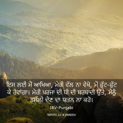Picture 03 - ਯਸਾਯਾਹ 22:4 PANIRV - ਇਸ ਲਈ ਮੈਂ ਆਖਿਆ, - Bible Verse Picture