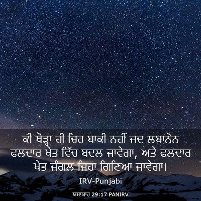 Picture 03 - ਯਸਾਯਾਹ 29:17 PANIRV - ਕੀ ਥੋੜ੍ਹਾ ਹੀ ਚਿਰ - Bible Verse Picture