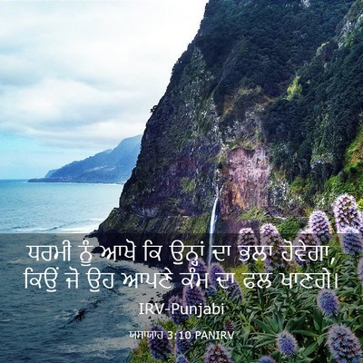 Picture 03 - ਯਸਾਯਾਹ 3:10 PANIRV - ਧਰਮੀ ਨੂੰ ਆਖੋ ਕਿ - Bible Verse Picture