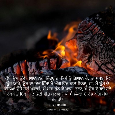 Picture 03 - ਯਸਾਯਾਹ 44:19 PANIRV - ਕੋਈ ਉਸ ਉੱਤੇ ਧਿਆਨ - Bible Verse Picture