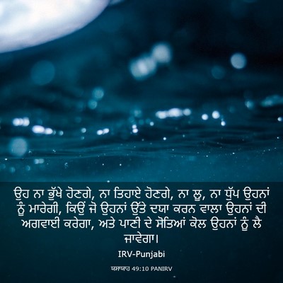 Picture 03 - ਯਸਾਯਾਹ 49:10 PANIRV - ਉਹ ਨਾ ਭੁੱਖੇ ਹੋਣਗੇ, - Bible Verse Picture