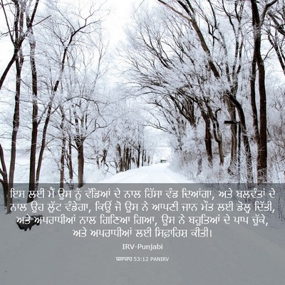 Picture 03 - ਯਸਾਯਾਹ 53:12 PANIRV - ਇਸ ਲਈ ਮੈਂ ਉਸ ਨੂੰ - Bible Verse Picture