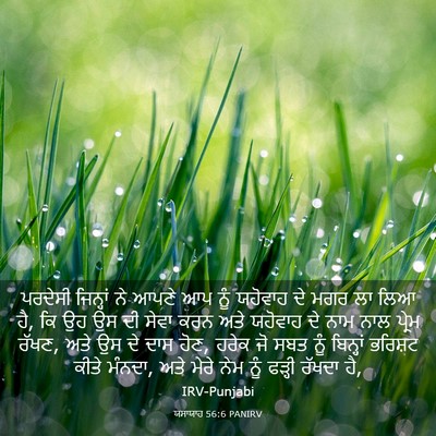 Picture 03 - ਯਸਾਯਾਹ 56:6 PANIRV - ਪਰਦੇਸੀ ਜਿਨ੍ਹਾਂ ਨੇ - Bible Verse Picture