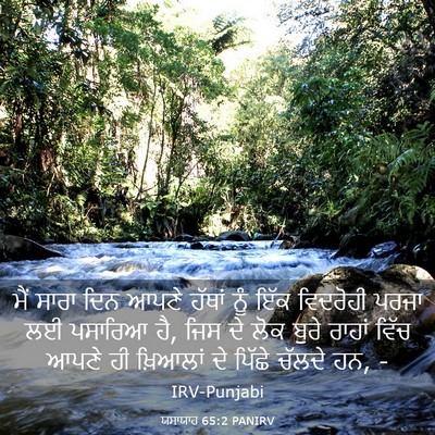 Picture 03 - ਯਸਾਯਾਹ 65:2 PANIRV - ਮੈਂ ਸਾਰਾ ਦਿਨ ਆਪਣੇ - Bible Verse Picture