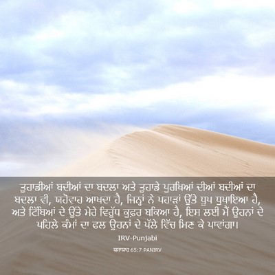 Picture 03 - ਯਸਾਯਾਹ 65:7 PANIRV - ਤੁਹਾਡੀਆਂ ਬਦੀਆਂ ਦਾ - Bible Verse Picture